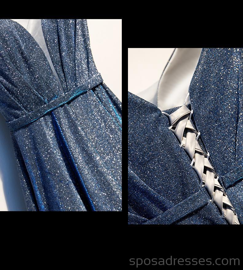 Sparkly V Neck Dusty Blue Sequin ...